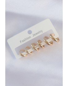 Pirinç Gold Renk Oval Bombeli Küpe Seti