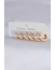 Pirinç Gold Renk Oval Küpe Seti