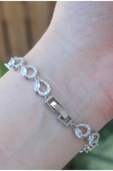 Vip Seri Pirinç Zirkon Taşlı Gümüş Renk Arpa Model Bileklik