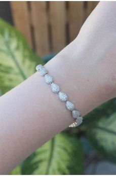 Vip Seri Pirinç Zirkon Taşlı Gümüş Renk Damla Model Bileklik