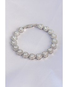 Vip Seri Pirinç Zirkon Taşlı Gümüş Renk Kalp Model Bileklik