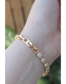 Vip Seri Pirinç Zirkon Taşlı Gold Renk Damla Model Bileklik