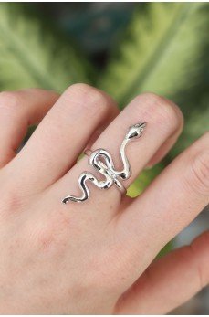 Pirinç Gümüş Renk Ayarlanabilir Yılan Yüzük