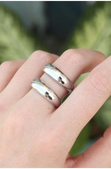 Pirinç Gümüş Renk Ayarlanabilir Şerit Yüzük