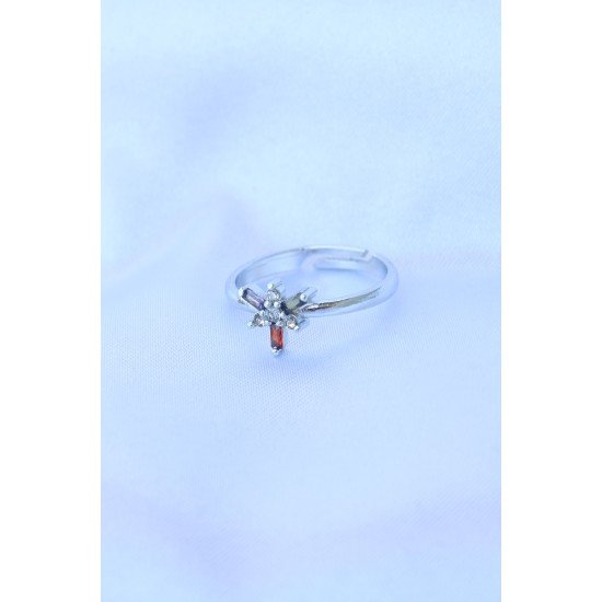 Pirinç Gümüş Renk Ayarlanabilir Renkli Zirkon Taşlı Yusufçuk Yüzük Pirinç Gümüş Renk Ayarlanabilir Renkli Zirkon Taşlı Yusufçuk Yüzük