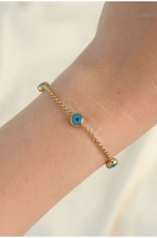 316L Çelik Gold Renk Nazar Boncuk Tasarımlı Bileklik 316L Çelik Gold Renk Nazar Boncuk Tasarımlı Bileklik