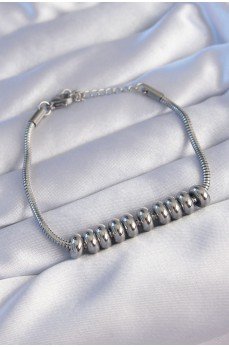 316L Çelik Gümüş Renk Oval Figürlü Bileklik