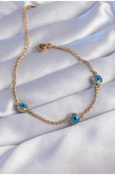 316L Çelik Gold Renk Nazar Boncuk Tasarımlı Bileklik