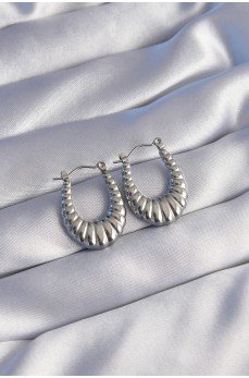 316L Çelik Gümüş Renk Uzun Baklava Görünümlü Küpe