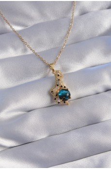 316L Çelik Zincir Gold Renk Zirkon Taşlı Panter Figürlü Gezegen Kolye