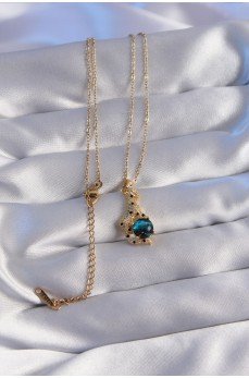 316L Çelik Zincir Gold Renk Zirkon Taşlı Panter Figürlü Gezegen Kolye