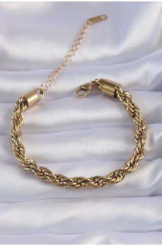 316L Çelik Gold Renk Kalın Burgu Zincir Bileklik 316L Çelik Gold Renk Kalın Burgu Zincir Bileklik