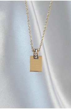 316L Çelik Zincir Gold Renk Zirkon Taşlı Aşk Mektubu Kolye