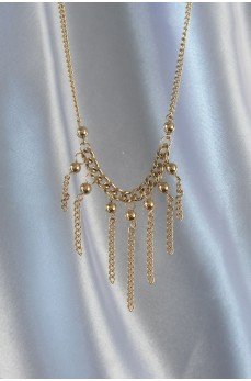 316L Çelik Zincir Gold Renk Topçuk Detay Sallantılı Zincir Kolye