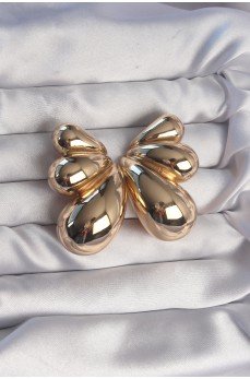 Pirinç Gold Renk İri Bombeli Kelebek Küpe Pirinç Gold Renk İri Bombeli Kelebek Küpe