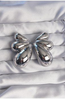 Pirinç Gümüş Renk İri Bombeli Kelebek Küpe Pirinç Gümüş Renk İri Bombeli Kelebek Küpe