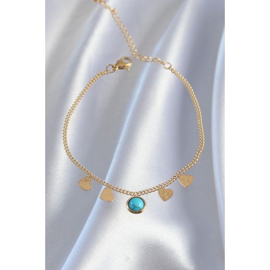 316L Çelik Gold Renk Minimal Kalpli Mavi Taş Detaylı Bileklik 316L Çelik Gold Renk Minimal Kalpli Mavi Taş Detaylı Bileklik