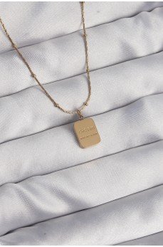 316L Çelik Gold Renk Kare Charm Model Kolye