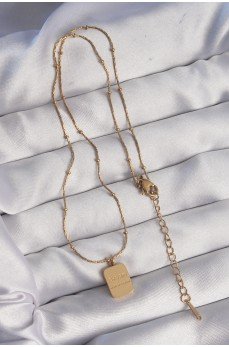 316L Çelik Gold Renk Kare Charm Model Kolye
