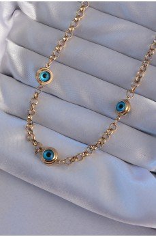 316L Çelik Gold Renk Nazar Boncuk Model Kolye