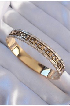 316L Çelik Gold Renk Zirkon Taşlı Model Kelepçe