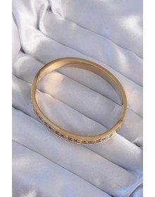 316L Çelik Gold Renk Zirkon Taşlı Model Kelepçe