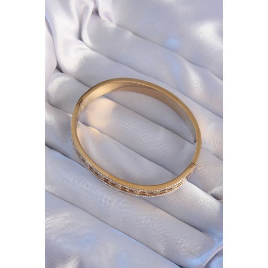 316L Çelik Gold Renk Zirkon Taşlı Model Kelepçe 316L Çelik Gold Renk Zirkon Taşlı Model Kelepçe