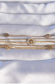 316L Çelik Gold Renk İtalyan Zincir Detaylı Zirkon Taşlı Yaşam Ağacı Tasarımlı Çoklu Bileklik 316L Çelik Gold Renk İtalyan Zincir Detaylı Zirkon Taşlı Yaşam Ağacı Tasarımlı Çoklu Bileklik