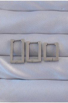 316L Çelik Gümüş Renk Dikdörtgen Küpe Seti