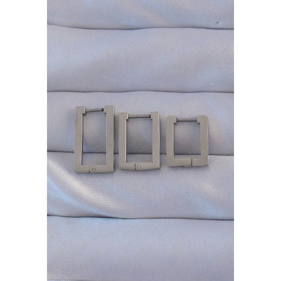 316L Çelik Gümüş Renk Dikdörtgen Küpe Seti 316L Çelik Gümüş Renk Dikdörtgen Küpe Seti