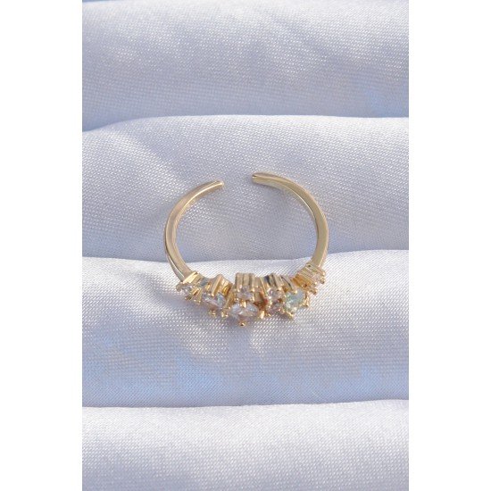 Pirinç Gold Renk Zirkon Taşlı Damla Detay Ayarlanabilir Yüzük Pirinç Gold Renk Zirkon Taşlı Damla Detay Ayarlanabilir Yüzük