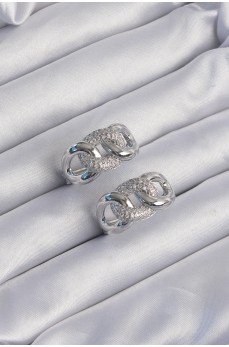 Pirinç Gümüş Renk Zirkon Taşlı Samanyolu Küpe