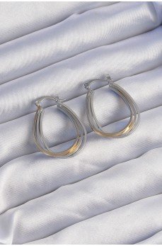 Pirinç Gold Gümüş Renkli Oval Çoklu Görünümlü Küpe