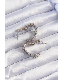 Pirinç Gold Gümüş Renkli Tırtıklı Kalp Küpe