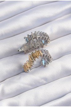 Pirinç Gold Gümüş Renkli Tırtıklı Kalp Küpe