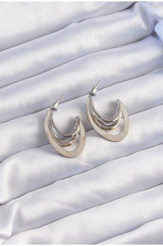 Pirinç Gold Gümüş Renkli Düz Plaka Halka Küpe