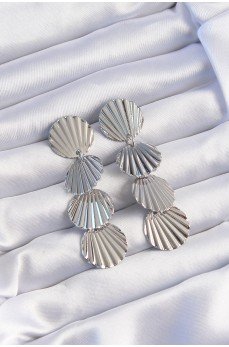 Pirinç Gümüş Renk Deniz Kabuğu Model Sallantılı Küpe