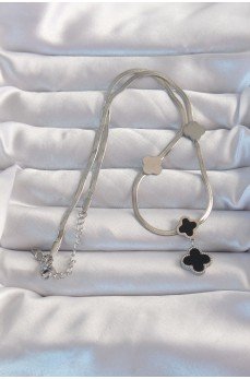 316L Çelik Gümüş Renk İtalyan Zincirli Mineli Yonca Kolye 316L Çelik Gümüş Renk İtalyan Zincirli Mineli Yonca Kolye