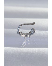 Pirinç Gümüş Renk Zirkon Taş Kaplama Earcuff Küpe