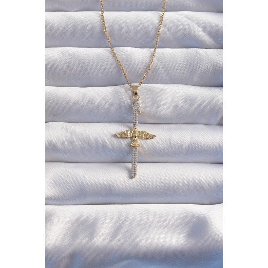 316L Çelik Zincir Gold Renkli Zirkon Taşlı Anka Kuşu Kolye 316L Çelik Zincir Gold Renkli Zirkon Taşlı Anka Kuşu Kolye