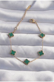 316L Çelik Baby Boy Gold Renk Çizgili Yeşil Mineli Yonca Bileklik 316L Çelik Baby Boy Gold Renk Çizgili Yeşil Mineli Yonca Bileklik