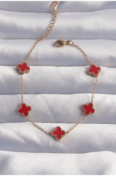 316L Çelik Baby Boy Gold Renk Kırmızı Mineli Yonca Bileklik 316L Çelik Baby Boy Gold Renk Kırmızı Mineli Yonca Bileklik