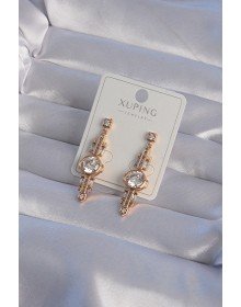 XUPİNG Rose Renk Zirkon Taşlı Geometrik Sallantılı Küpe