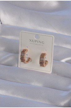 XUPİNG Rose Renk Zirkon Taşlı İşlemeli Halka Küpe