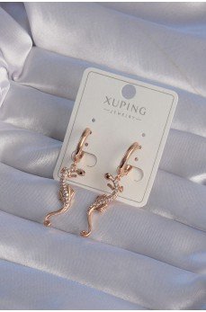 XUPİNG Rose Renk Zirkon Taşlı Kertenkele Model Halka Küpe