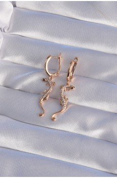 XUPİNG Rose Renk Zirkon Taşlı Kertenkele Model Halka Küpe