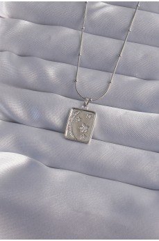 316L Çelik Zincir Gümüş Renk Zirkon Taşlı Ay Yıldız Figürlü Tarot Kolye