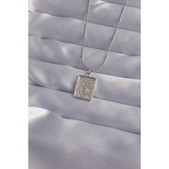 316L Çelik Zincir Gümüş Renk Zirkon Taşlı Ay Yıldız Figürlü Tarot Kolye 316L Çelik Zincir Gümüş Renk Zirkon Taşlı Ay Yıldız Figürlü Tarot Kolye