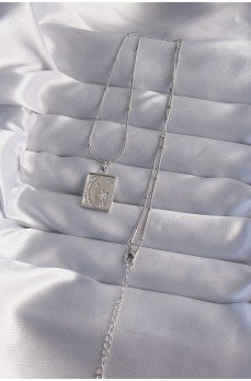 316L Çelik Zincir Gümüş Renk Zirkon Taşlı Ay Yıldız Figürlü Tarot Kolye