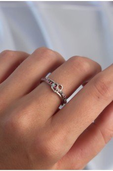 Pirinç Gümüş Renk Renkli Zirkon Taşlı Ayarlamalı Yüzük